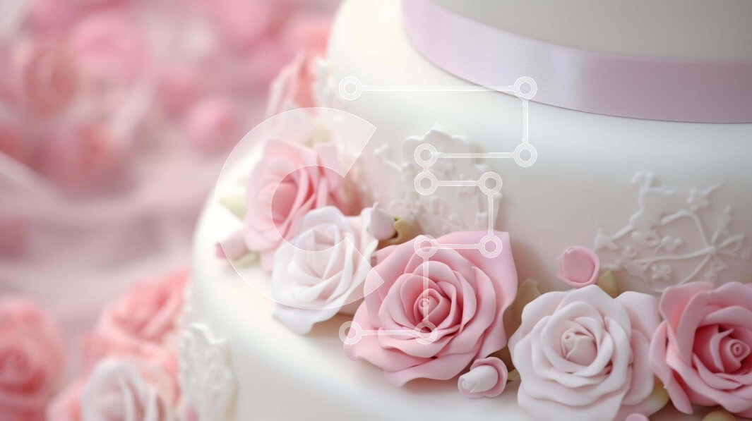 Σετ των 2 Intra Συλλεκτικό Ξύλινο Παζλ Plywood  4mm - Τριώροφη λευκή γαμήλια τούρτα με ροζ και λευκά τριαντάφυλλα Σε Ξύλινο Κουτί - Διαστάσεις: 10x10 cm – 25 κομμάτια