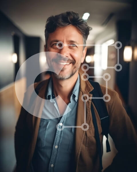 Intra Συλλεκτικό Ξύλινο Παζλ Plywood  4mm - Πορτρέτο ενός ευτυχισμένου άνδρα με καφέ σακάκι και μπλε πουκάμισο Σε Ξύλινο Κουτί - Διαστάσεις Puzzle: 10x10 cm – 25 κομμάτια