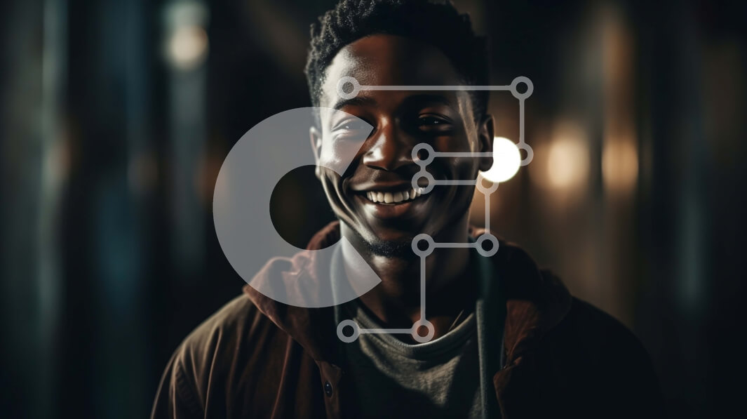 Intra Συλλεκτικό Ξύλινο Παζλ Plywood  4mm - Πορτρέτο ενός χαμογελαστού μαύρου άνδρα με καφέ σακάκι Σε Ξύλινο Κουτί - Διαστάσεις Puzzle: 10x10 cm – 25 κομμάτια