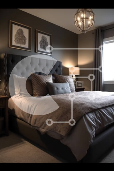 Intra Συλλεκτικό Ξύλινο Παζλ Plywood  4mm - Άνετο και άνετο υπνοδωμάτιο με μεγάλο κρεβάτι, φωτιστικά και έργα τέχνης στον τοίχο Σε Ξύλινο Κουτί - Διαστάσεις Puzzle: 10x10 cm – 25 κομμάτια