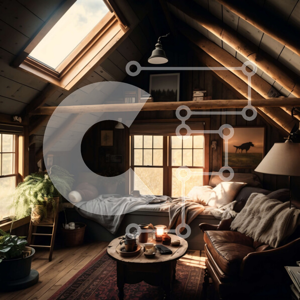 Intra Συλλεκτικό Ξύλινο Παζλ Plywood  4mm - Άνετη ξύλινη καμπίνα με ρουστίκ διακόσμηση και υπνοδωμάτιο σοφίτας Σε Ξύλινο Κουτί - Διαστάσεις Puzzle: 10x10 cm – 25 κομμάτια