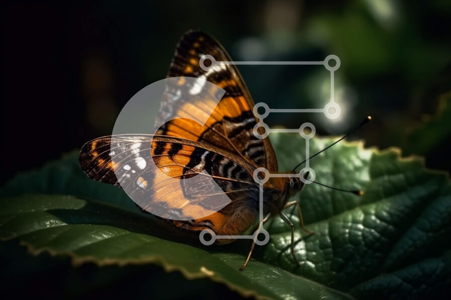 Intra Συλλεκτικό Ξύλινο Παζλ Plywood  4mm - Όμορφη εικόνα της πεταλούδας σε κοντινό πλάνο σε φύλλο Σε Ξύλινο Κουτί - Διαστάσεις: 10x10 cm – 25 κομμάτια