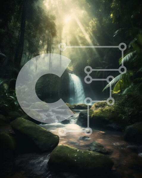 Intra Συλλεκτικό Ξύλινο Παζλ Plywood  4mm - Εικόνα καταρράκτη καταπράσινων ζούγκλας Σε Ξύλινο Κουτί - Διαστάσεις: 10x10 cm – 25 κομμάτια