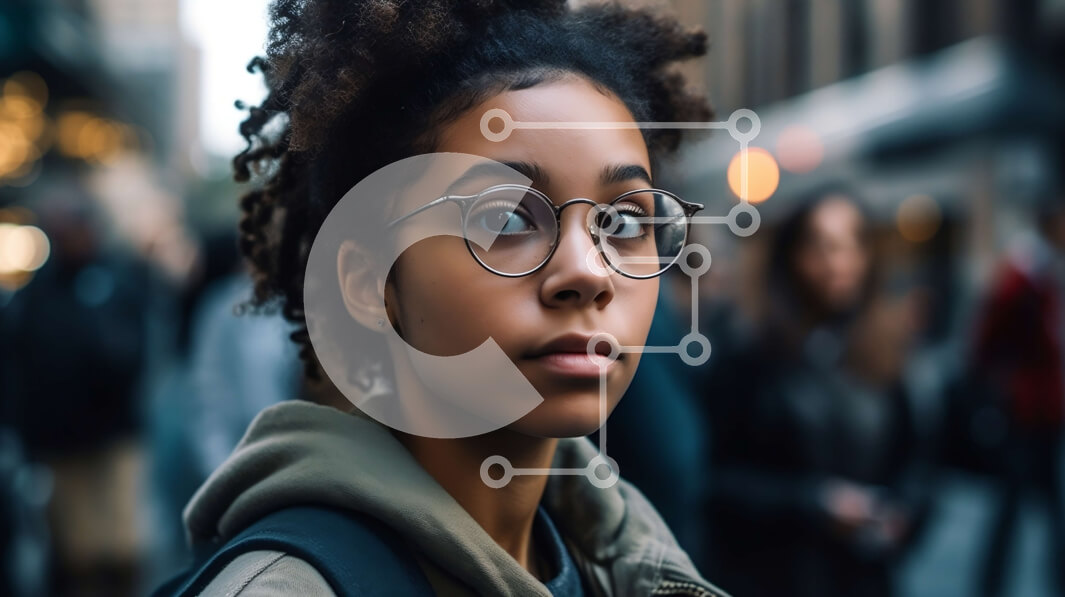 Intra Συλλεκτικό Ξύλινο Παζλ Plywood  4mm - Πορτρέτο μιας νεαρής γυναίκας σε έναν πολυσύχναστο δρόμο Σε Ξύλινο Κουτί - Διαστάσεις Puzzle: 10x10 cm – 25 κομμάτια