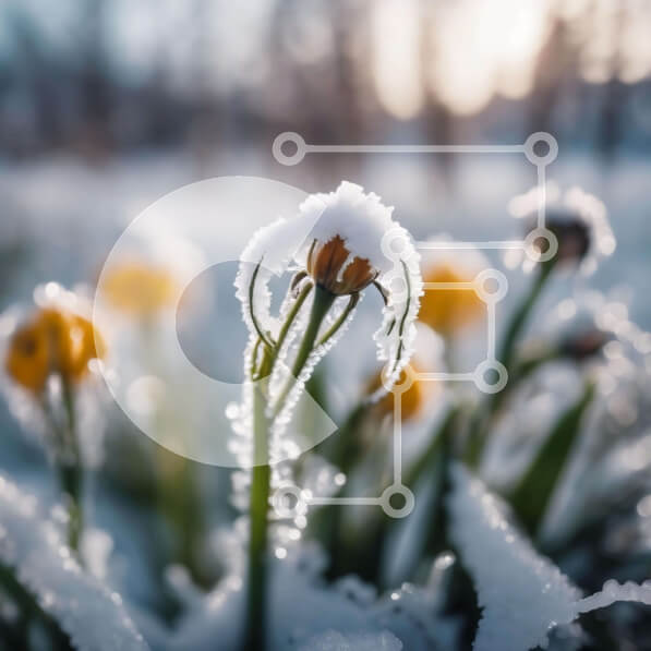 Intra Συλλεκτικό Ξύλινο Παζλ Plywood  4mm - Χιονισμένοι ασφόδελοι στο φως του χειμερινού ήλιου Σε Ξύλινο Κουτί - Διαστάσεις: 10x10 cm – 25 κομμάτια