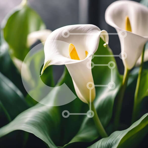 Intra Συλλεκτικό Ξύλινο Παζλ Plywood  4mm - Τρία λευκά κρινάκια Κάλλα σε γλάστρα με πράσινα φύλλα Σε Ξύλινο Κουτί - Διαστάσεις: 10x10 cm – 25 κομμάτια