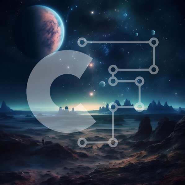 Intra Συλλεκτικό Ξύλινο Παζλ Plywood  4mm - Όμορφη εικόνα ενός φουτουριστικού τοπίου με μπλε πλανήτη και βραχώδες έδαφος Σε Ξύλινο Κουτί - Διαστάσεις: 10x10 cm – 25 κομμάτια