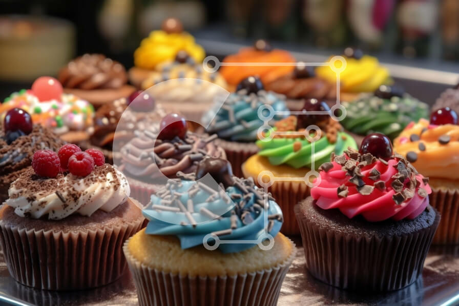 Σετ των 2 Intra Συλλεκτικό Ξύλινο Παζλ Plywood  4mm - Νόστιμη εικόνα από πολύχρωμα cupcakes με διαφορετικές γαρνιτούρες Σε Ξύλινο Κουτί - Διαστάσεις: 10x10 cm – 25 κομμάτια