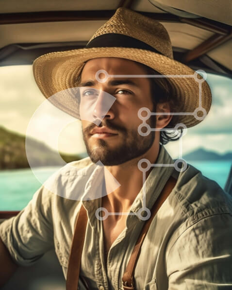 Intra Συλλεκτικό Ξύλινο Παζλ Plywood  4mm - Vintage αυτοκίνητο παρκαρισμένο δίπλα στο σώμα του νερού με βουνά στο φόντο Σε Ξύλινο Κουτί - Διαστάσεις Puzzle: 10x10 cm – 25 κομμάτια