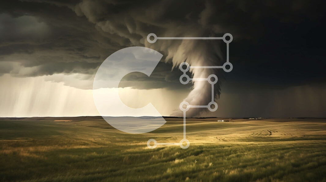 Intra Συλλεκτικό Ξύλινο Παζλ Plywood  4mm - Ισχυρός ανεμοστρόβιλος σε απόσταση με σκοτεινά σύννεφα που στροβιλίζονται Σε Ξύλινο Κουτί - Διαστάσεις: 10x10 cm – 25 κομμάτια