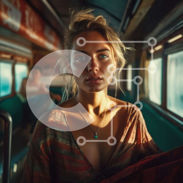 Intra Συλλεκτικό Ξύλινο Παζλ Plywood  4mm - Όμορφη νεαρή γυναίκα σε ένα τρένο που κοιτάζει έξω από το παράθυρο Σε Ξύλινο Κουτί - Διαστάσεις Puzzle: 10x10 cm – 25 κομμάτια