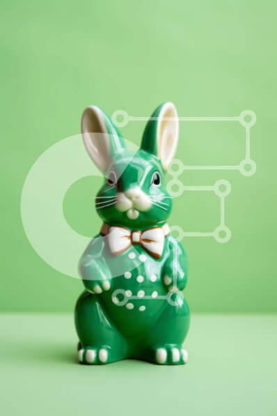 Intra Συλλεκτικό Ξύλινο Παζλ Plywood  4mm - Ειδώλιο λαγουδάκι του Πάσχα σε πράσινο φόντο Σε Ξύλινο Κουτί - Διαστάσεις Puzzle: 10x10 cm – 25 κομμάτια