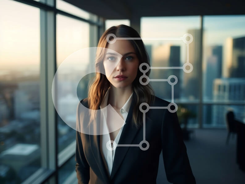 Intra Συλλεκτικό Ξύλινο Παζλ Plywood  4mm - Επιχειρηματίας με αυτοπεποίθηση με θέα στον ορίζοντα της πόλης στο παρασκήνιο Σε Ξύλινο Κουτί - Διαστάσεις Puzzle: 10x10 cm – 25 κομμάτια