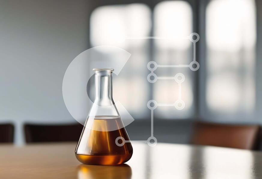 Intra Συλλεκτικό Ξύλινο Παζλ Plywood  4mm - Εργαστηριακό ποτήρι με καφέ υγρό σε ξύλινο τραπέζι Σε Ξύλινο Κουτί - Διαστάσεις Puzzle: 10x10 cm – 25 κομμάτια