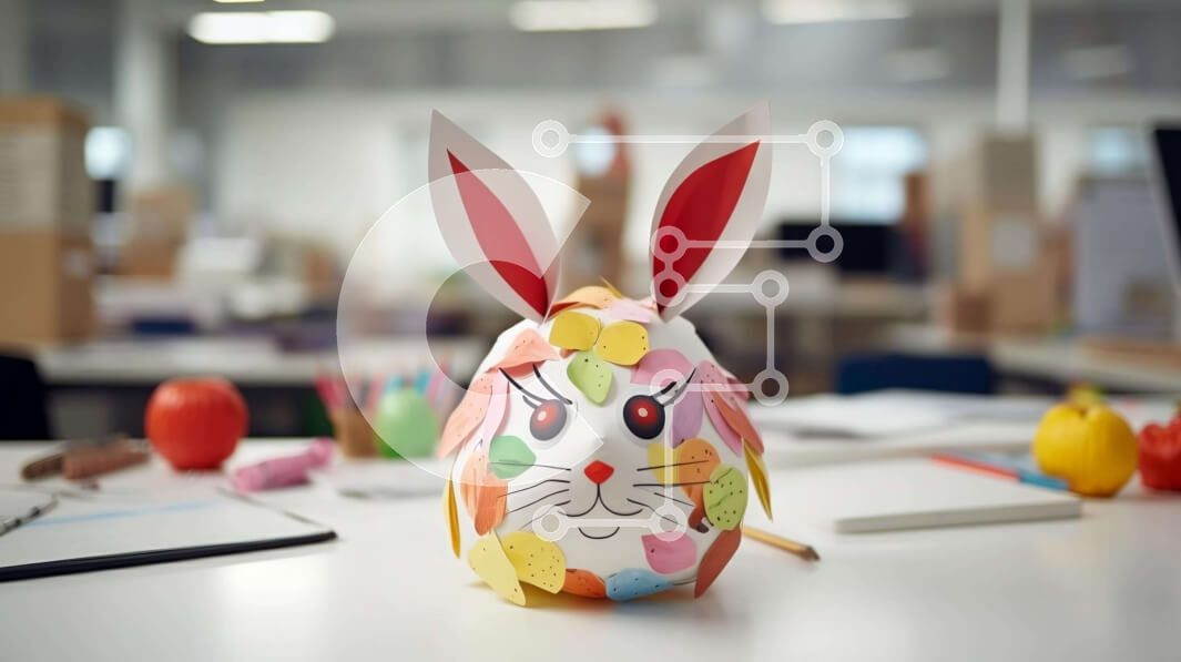 Intra Συλλεκτικό Ξύλινο Παζλ Plywood  4mm - Διακοσμητικό χάρτινο λαγουδάκι με πασχαλινό θέμα σε τραπέζι γραφείου Σε Ξύλινο Κουτί - Διαστάσεις Puzzle: 10x10 cm – 25 κομμάτια