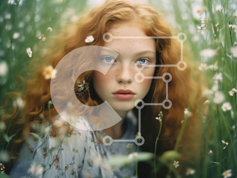 Intra Συλλεκτικό Ξύλινο Παζλ Plywood  4mm - Εκπληκτική εικόνα γυναίκας στο πεδίο των αγριολούλουδων με μπουκέτο Σε Ξύλινο Κουτί - Διαστάσεις Puzzle: 10x10 cm – 25 κομμάτια