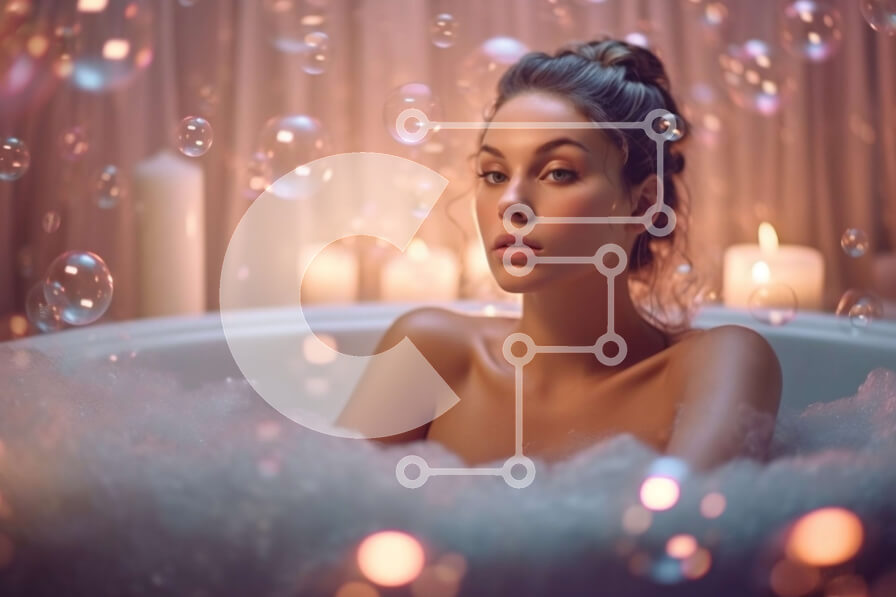 Intra Συλλεκτικό Ξύλινο Παζλ Plywood  4mm - Άνετη και χαλαρωτική φωτογραφία γυναίκας σε αφρόλουτρο με κεριά Σε Ξύλινο Κουτί - Διαστάσεις Puzzle: 10x10 cm – 25 κομμάτια