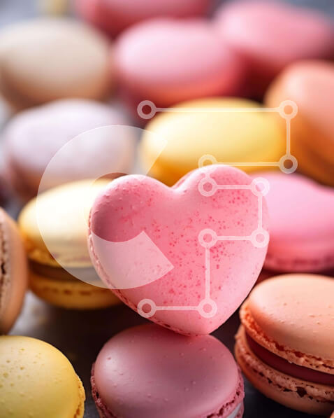 Σετ των 2 Intra Συλλεκτικό Ξύλινο Παζλ Plywood  4mm - Πολύχρωμα μακαρόν για τη γιορτή του Αγίου Βαλεντίνου Σε Ξύλινο Κουτί - Διαστάσεις: 10x10 cm – 25 κομμάτια