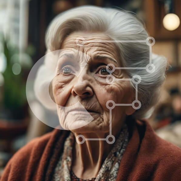 Intra Συλλεκτικό Ξύλινο Παζλ Plywood  4mm - Ανέκφραστη ηλικιωμένη γυναίκα στο σαλόνι Σε Ξύλινο Κουτί - Διαστάσεις Puzzle: 10x10 cm – 25 κομμάτια