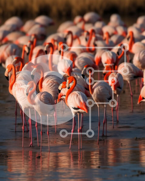 Intra Συλλεκτικό Ξύλινο Παζλ Plywood  4mm - Εκπληκτική εικόνα των φλαμίνγκο κατά τη διάρκεια του ηλιοβασιλέματος Σε Ξύλινο Κουτί - Διαστάσεις: 10x10 cm – 25 κομμάτια