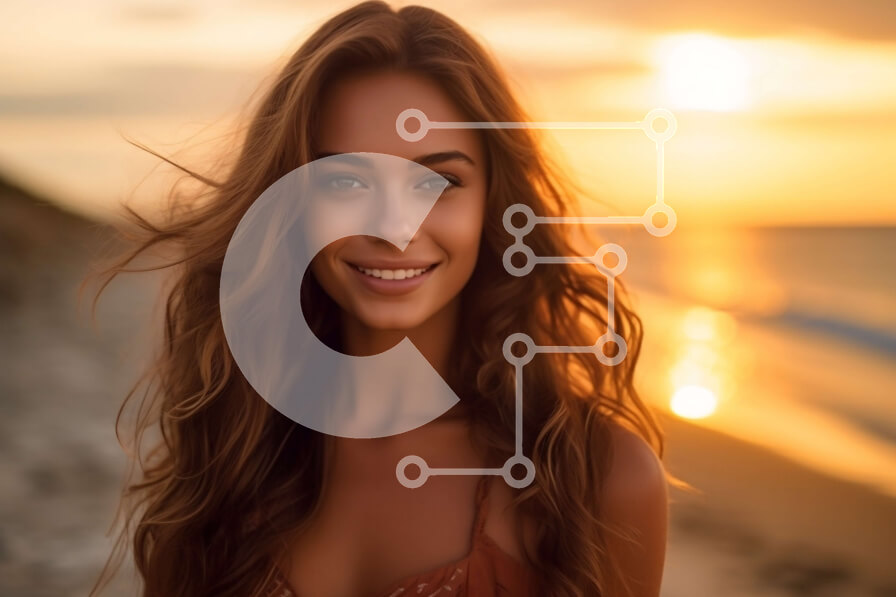 Intra Συλλεκτικό Ξύλινο Παζλ Plywood  4mm - Εκπληκτική εικόνα γυναίκας με κόκκινο μπικίνι στην παραλία στο ηλιοβασίλεμα Σε Ξύλινο Κουτί - Διαστάσεις Puzzle: 10x10 cm – 25 κομμάτια