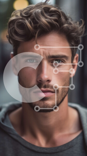 Intra Συλλεκτικό Ξύλινο Παζλ Plywood  4mm - Πορτρέτο ενός άνδρα που φοράει γκρι πουλόβερ και κοιτάζει την κάμερα Σε Ξύλινο Κουτί - Διαστάσεις Puzzle: 10x10 cm – 25 κομμάτια