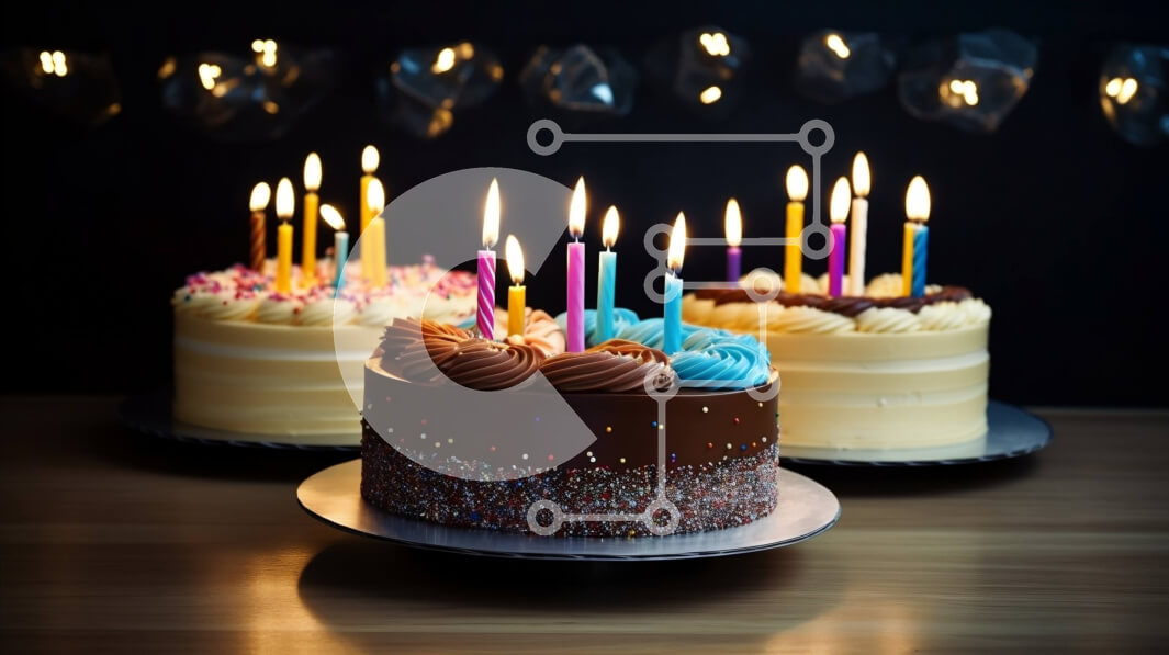 Σετ των 2 Intra Συλλεκτικό Ξύλινο Παζλ Plywood  4mm - Τρεις τούρτες γενεθλίων με αναμμένα κεριά - Φωτογραφία Αρχείου Σε Ξύλινο Κουτί - Διαστάσεις: 10x10 cm – 25 κομμάτια