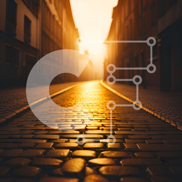 Intra Συλλεκτικό Ξύλινο Παζλ Plywood  4mm - Όμορφη εικόνα της Cobblestone Street στην παλιά πόλη στο ηλιοβασίλεμα Σε Ξύλινο Κουτί - Διαστάσεις Puzzle: 10x10 cm – 25 κομμάτια