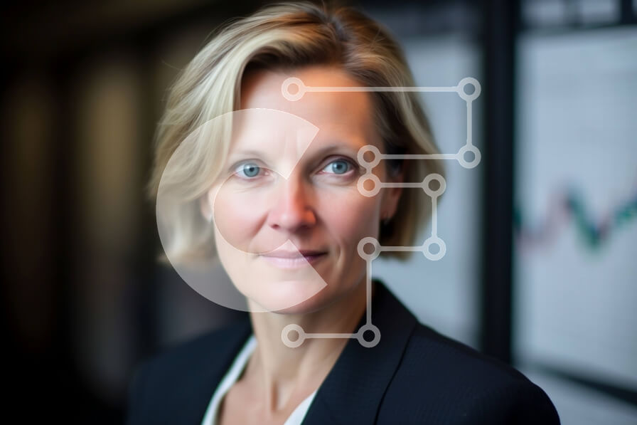 Intra Συλλεκτικό Ξύλινο Παζλ Plywood  4mm - Επαγγελματική εικόνα γυναίκας με επαγγελματικό κοστούμι με γραφήματα στον τοίχο Σε Ξύλινο Κουτί - Διαστάσεις Puzzle: 10x10 cm – 25 κομμάτια