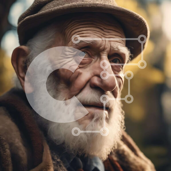 Intra Συλλεκτικό Ξύλινο Παζλ Plywood  4mm - Ηλικιωμένος άνδρας σε εξωτερικούς χώρους με τα δέντρα Σε Ξύλινο Κουτί - Διαστάσεις Puzzle: 10x10 cm – 25 κομμάτια