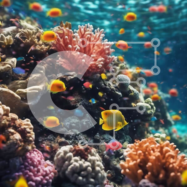 Intra Συλλεκτικό Ξύλινο Παζλ Plywood  4mm - Πολύχρωμος κοραλλιογενής ύφαλος με τροπικά ψάρια που κολυμπούν Σε Ξύλινο Κουτί - Διαστάσεις: 10x10 cm – 25 κομμάτια