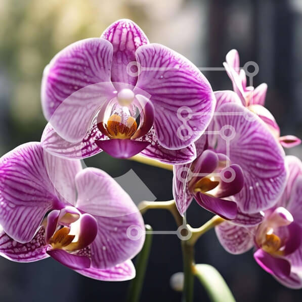 Intra Συλλεκτικό Ξύλινο Παζλ Plywood  4mm - Κοντινό πλάνο με όμορφα πορφυρά λουλούδια ορχιδέας σε πλήρη άνθιση Σε Ξύλινο Κουτί - Διαστάσεις: 10x10 cm – 25 κομμάτια