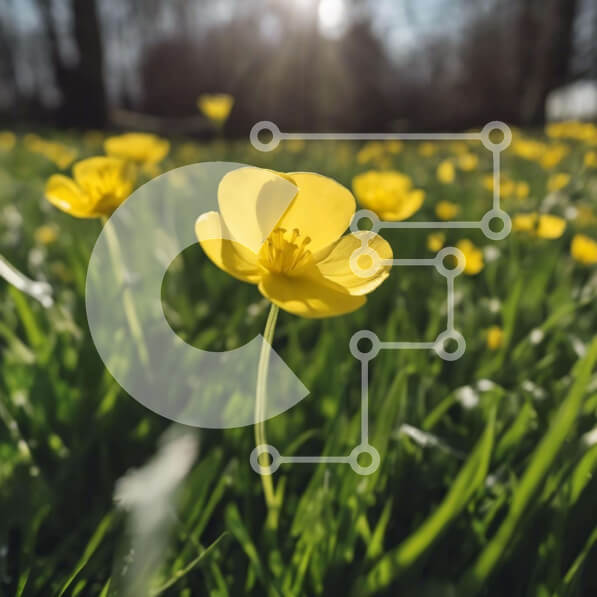 Intra Συλλεκτικό Ξύλινο Παζλ Plywood  4mm - Πεδίο με κίτρινα λουλούδια στην ηλιοφάνεια Σε Ξύλινο Κουτί - Διαστάσεις: 10x10 cm – 25 κομμάτια