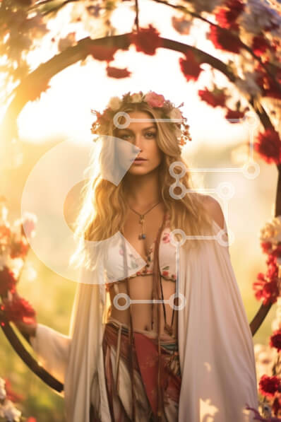 Intra Συλλεκτικό Ξύλινο Παζλ Plywood  4mm - Όμορφη ξανθιά γυναίκα σε floral πλαίσιο Σε Ξύλινο Κουτί - Διαστάσεις Puzzle: 10x10 cm – 25 κομμάτια