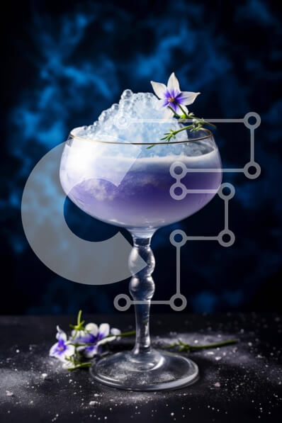 Σετ των 2 Intra Συλλεκτικό Ξύλινο Παζλ Plywood  4mm - Μωβ κοκτέιλ με πάγο και λουλούδια σε ποτήρι Σε Ξύλινο Κουτί - Διαστάσεις: 10x10 cm – 25 κομμάτια