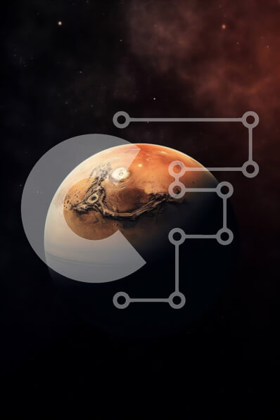 Σετ των 2 Intra Συλλεκτικό Ξύλινο Παζλ Plywood  4mm - Εκπληκτική εικόνα του Κόκκινου Πλανήτη Άρη με τραχύ έδαφος και βαθύ πορτοκαλί ουρανό Σε Ξύλινο Κουτί - Διαστάσεις: 10x10 cm – 25 κομμάτια