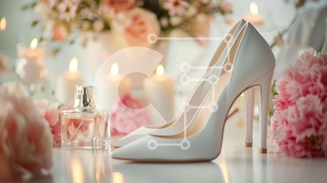 Σετ των 2 Intra Συλλεκτικό Ξύλινο Παζλ Plywood  4mm - Λευκό ψηλοτάκουνο παπούτσι με λουλούδια, κεριά και άρωμα Σε Ξύλινο Κουτί - Διαστάσεις: 10x10 cm – 25 κομμάτια