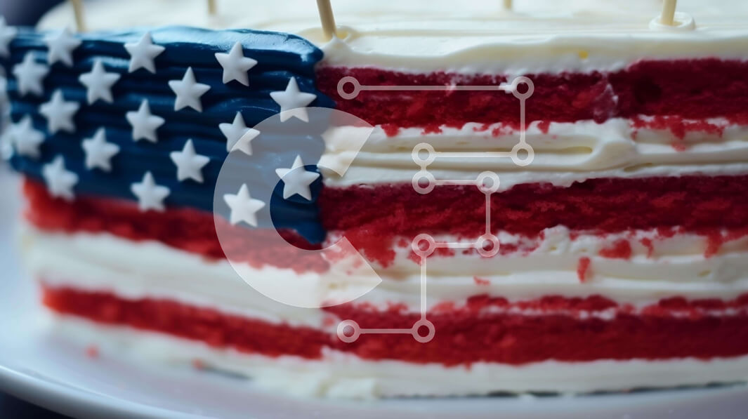 Σετ των 2 Intra Συλλεκτικό Ξύλινο Παζλ Plywood  4mm - Εορταστικό κέικ με αμερικανική σημαία με πατριωτικές διακοσμήσεις Σε Ξύλινο Κουτί - Διαστάσεις: 10x10 cm – 25 κομμάτια