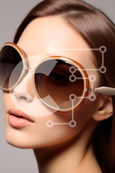 Intra Συλλεκτικό Ξύλινο Παζλ Plywood  4mm - Κομψή γυναίκα που ποζάρει με κλειστά μάτια με γυαλιά ηλίου Σε Ξύλινο Κουτί - Διαστάσεις Puzzle: 10x10 cm – 25 κομμάτια