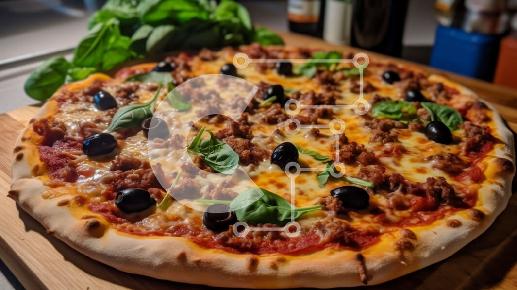 Σετ των 2 Intra Συλλεκτικό Ξύλινο Παζλ Plywood  4mm - Εκπληκτική εικόνα πίτσας με κρέας, ελιές και τυρί Σε Ξύλινο Κουτί - Διαστάσεις: 10x10 cm – 25 κομμάτια