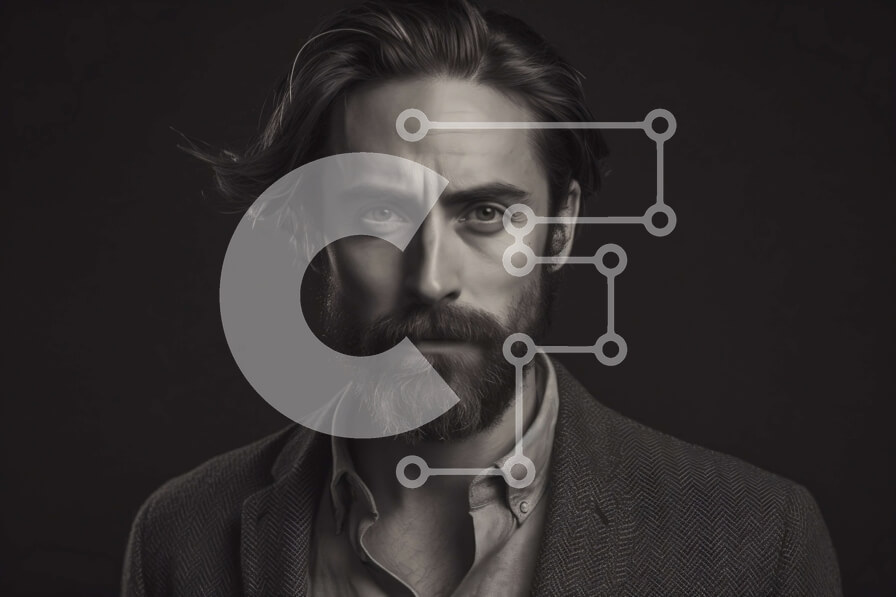 Intra Συλλεκτικό Ξύλινο Παζλ Plywood  4mm - Πορτρέτο ενός σοβαρού επιχειρηματία με κοστούμι και γραβάτα με γένια και γυαλιά Σε Ξύλινο Κουτί - Διαστάσεις Puzzle: 10x10 cm – 25 κομμάτια