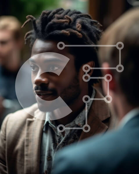 Intra Συλλεκτικό Ξύλινο Παζλ Plywood  4mm - Κομψός άνδρας με Dreadlocks σε ένα πολυσύχναστο μέρος Σε Ξύλινο Κουτί - Διαστάσεις Puzzle: 10x10 cm – 25 κομμάτια