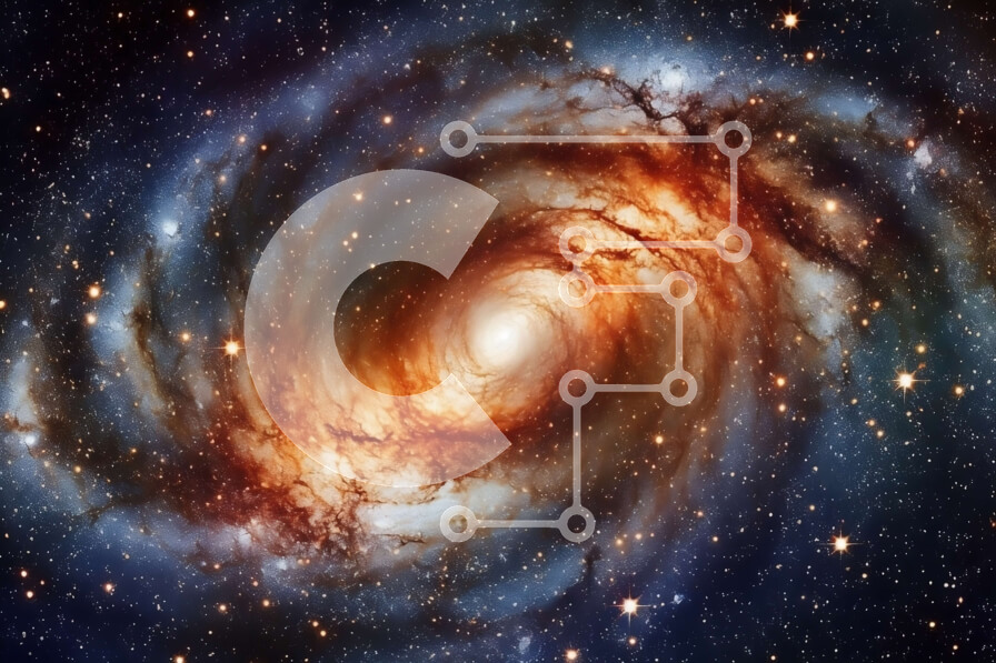 Intra Συλλεκτικό Ξύλινο Παζλ Plywood  4mm - Δονούμενη εικόνα ενός σπειροειδούς γαλαξία στη διαδικασία σχηματισμού Σε Ξύλινο Κουτί - Διαστάσεις: 10x10 cm – 25 κομμάτια