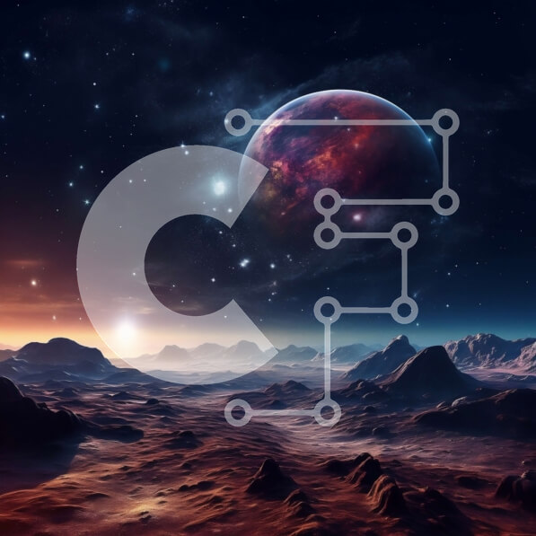 Intra Συλλεκτικό Ξύλινο Παζλ Plywood  4mm - Ρεαλιστική εικόνα του κόκκινου πλανήτη με βουνά και αστέρια στο φόντο Σε Ξύλινο Κουτί - Διαστάσεις: 10x10 cm – 25 κομμάτια