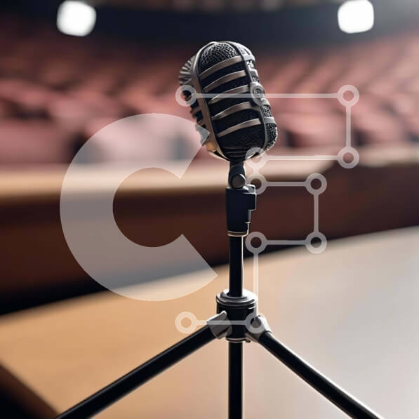 Intra Συλλεκτικό Ξύλινο Παζλ Plywood  4mm - Μικρόφωνο σε κενό αμφιθέατρο για ηχογράφηση ή μετάδοση Σε Ξύλινο Κουτί - Διαστάσεις Puzzle: 10x10 cm – 25 κομμάτια