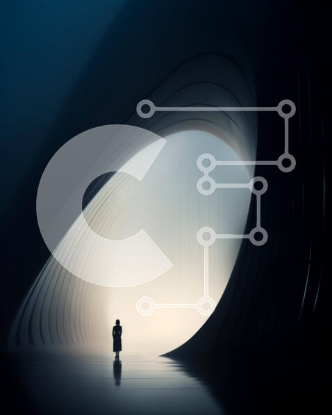 Intra Συλλεκτικό Ξύλινο Παζλ Plywood  4mm - Αφηρημένος φουτουριστικός χώρος με το πρόσωπο που στέκεται μέσα στην κυκλική σήραγγα Σε Ξύλινο Κουτί - Διαστάσεις Puzzle: 10x10 cm – 25 κομμάτια