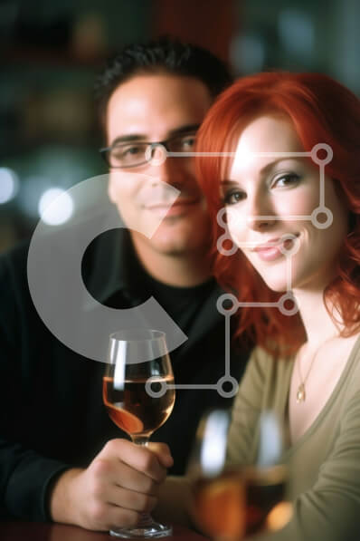 Intra Συλλεκτικό Ξύλινο Παζλ Plywood  4mm - Χαλαρό ζευγάρι με ποτήρια κρασιού σε ένα τραπέζι Σε Ξύλινο Κουτί - Διαστάσεις Puzzle: 10x10 cm – 25 κομμάτια