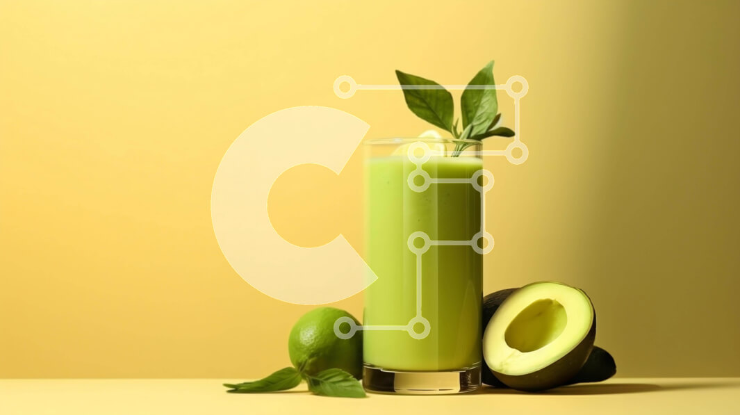 Σετ των 2 Intra Συλλεκτικό Ξύλινο Παζλ Plywood  4mm - Πράσινο Smoothie με αβοκάντο και λεμόνι σε πορτοκαλί φόντο Σε Ξύλινο Κουτί - Διαστάσεις: 10x10 cm – 25 κομμάτια