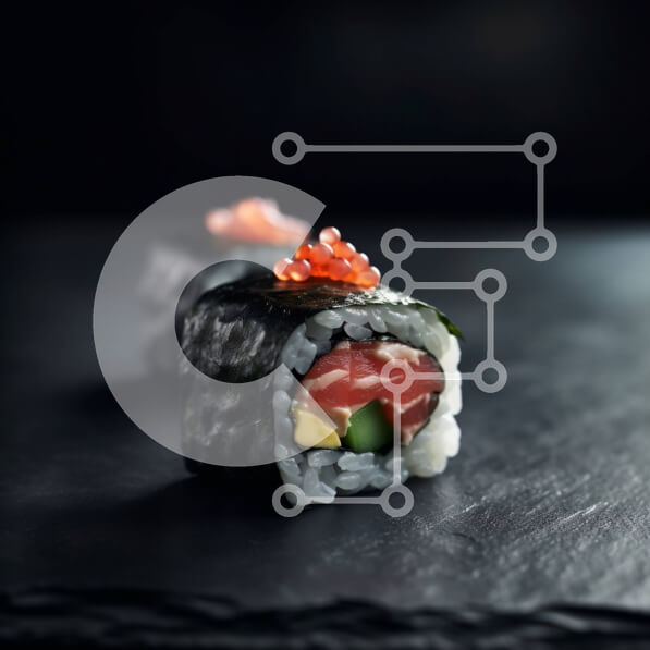 Σετ των 2 Intra Συλλεκτικό Ξύλινο Παζλ Plywood  4mm - Φρέσκο ​​και νόστιμο ρολό σούσι σολομού, αβοκάντο και αγγουριού Σε Ξύλινο Κουτί - Διαστάσεις: 10x10 cm – 25 κομμάτια