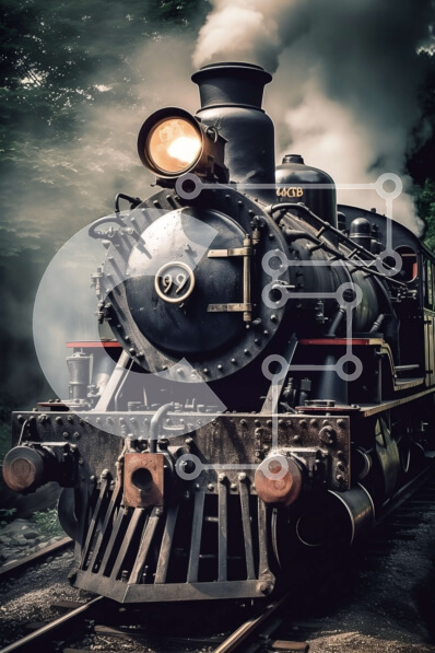 Intra Συλλεκτικό Ξύλινο Παζλ Plywood  4mm - Vintage ατμομηχανή σε ένα πυκνό δάσος Σε Ξύλινο Κουτί - Διαστάσεις Puzzle: 10x10 cm – 25 κομμάτια